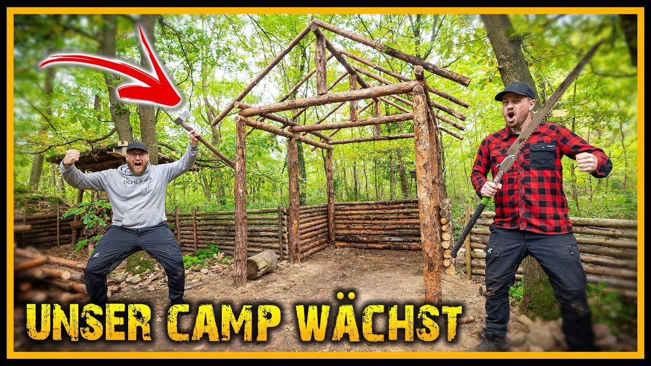 Neues Shelter im Schlingelcamp | Wir feiern es richtig hart 🔥| Wir bauen unsere Unterkunft im Wald🌲