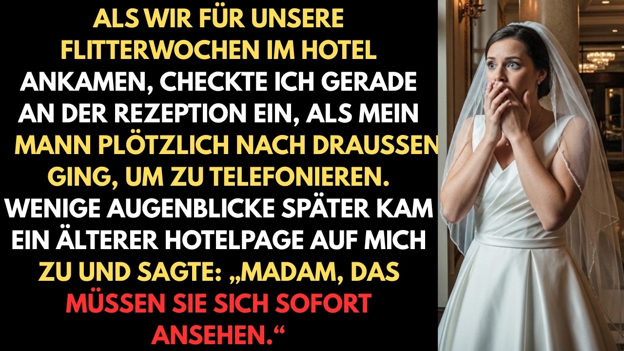 Beim Einchecken in den Flitterwochen sagte mir ein Hotelpage: „Sie müssen mal schauen, was Ihr Mann
