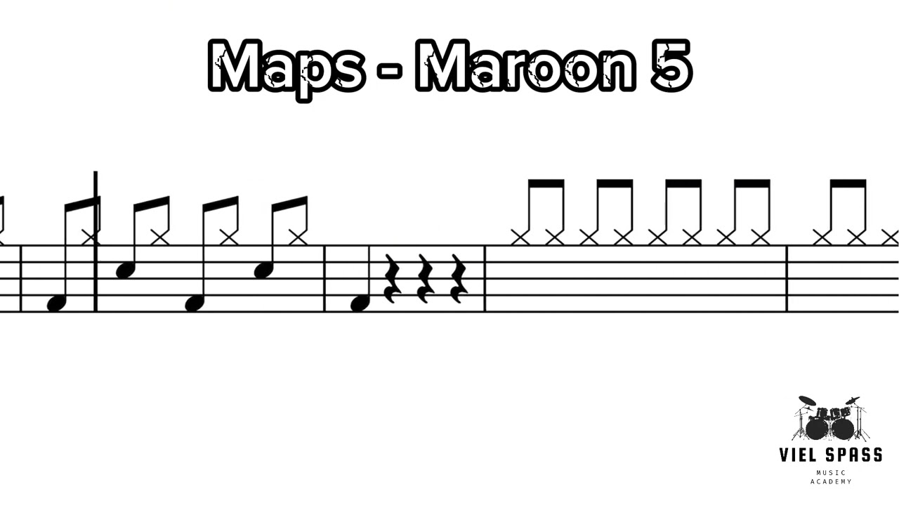 [ Drum Note Level 7 (Easy) ] Maroon 5 - Maps | แจกโน้ตกลอง