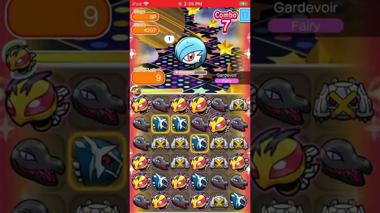 Pokemon Shuffle Mobile - Shiny Gardevoir Pre-Stage 106 ITEMLESS S Rank