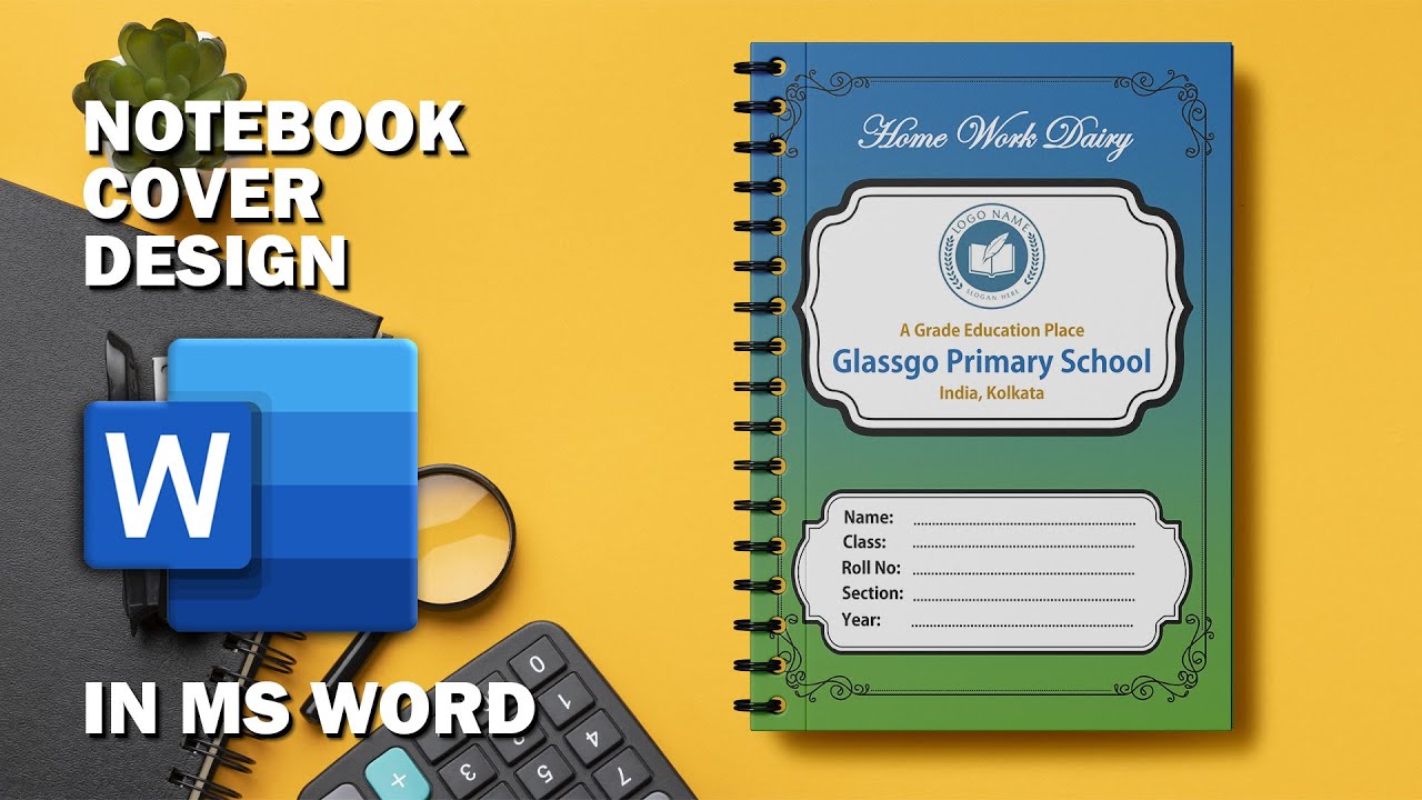 Note Book Cover Page Design In MS Word | Download FREE Template