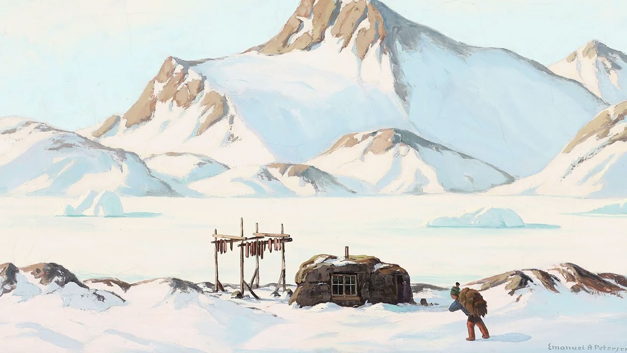 Inuit Walking to His Cabin | Greenland Winter Landscape | 2 Hours Arctic Art (4K)