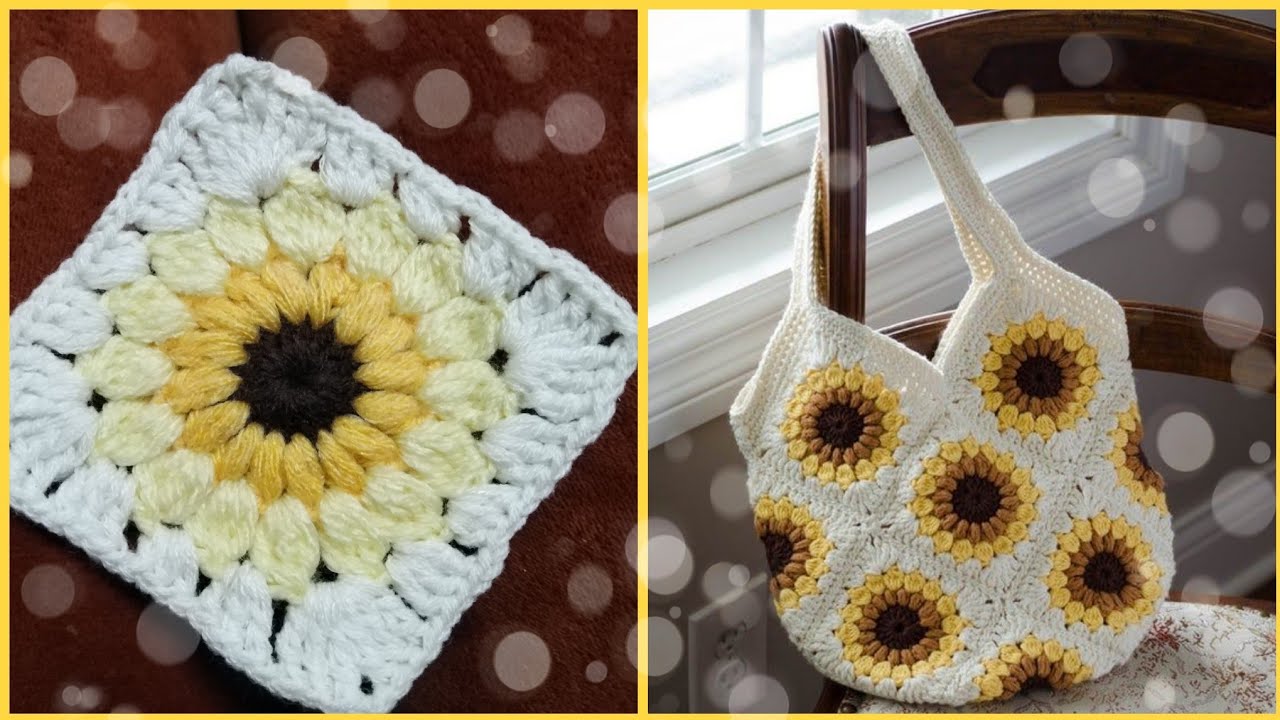 وحدة كروشية علي شكل دوار الشمس🌼 /تحفة فنيه❤️