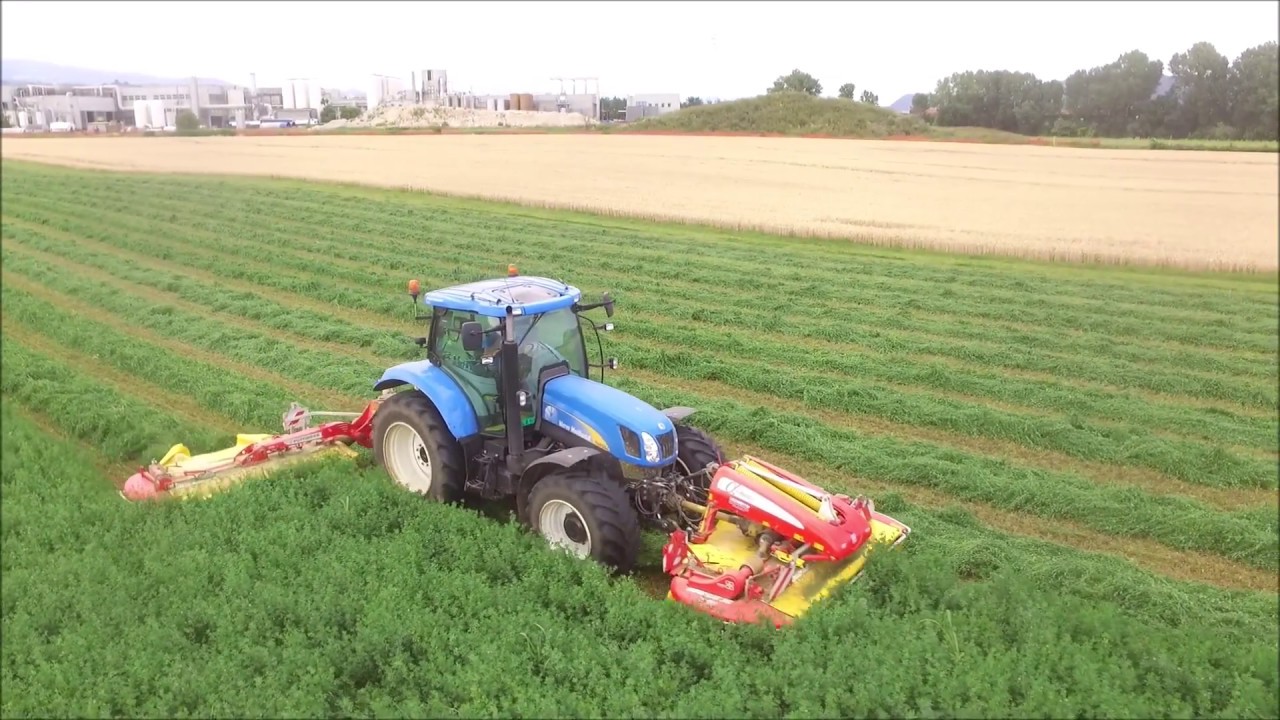 | SFALCIATURA ERBA MEDICA 2018 | NEWHOLLAND T6050 + FALCIATRICI POTTINGER |