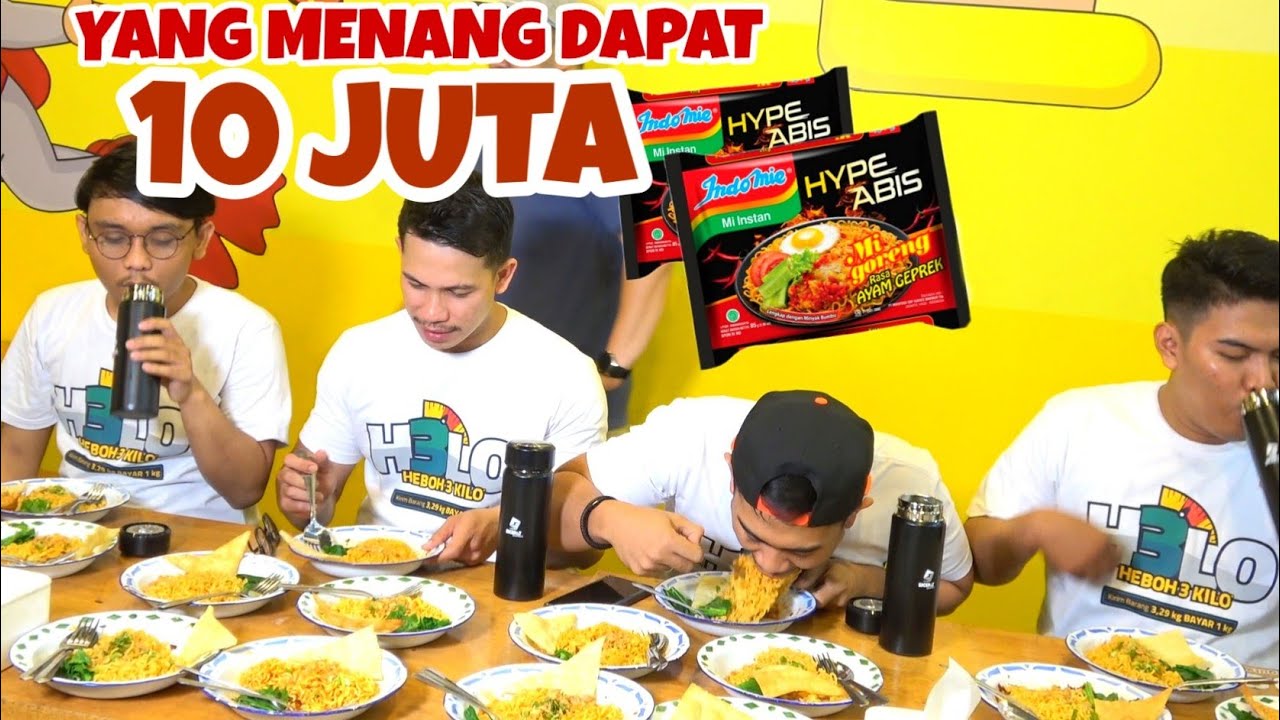LOMBA MAKAN 5 BUNGKUS INDOMIE AYAM GEPREK, YANG MENANG DAPAT 10 JUTA!!