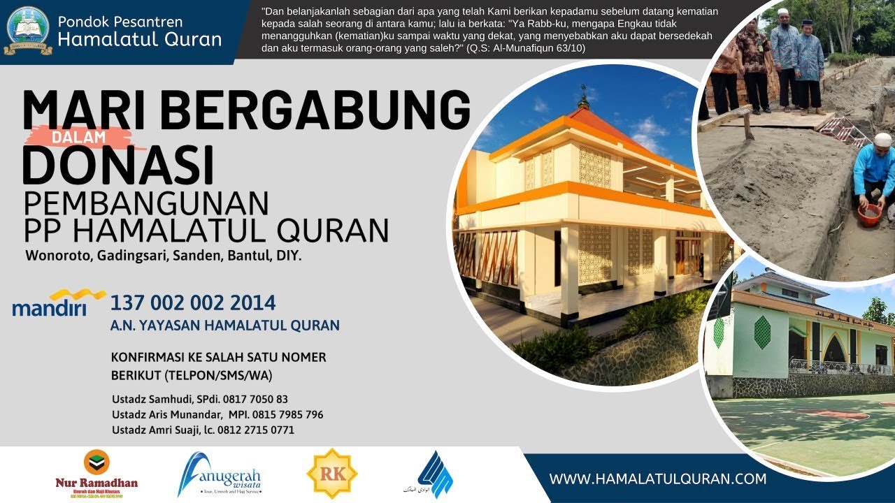 DONASI PEMBANGUNAN PONPES HAMALATUL QURAN, YOGYAKARTA# BAGIAN 2