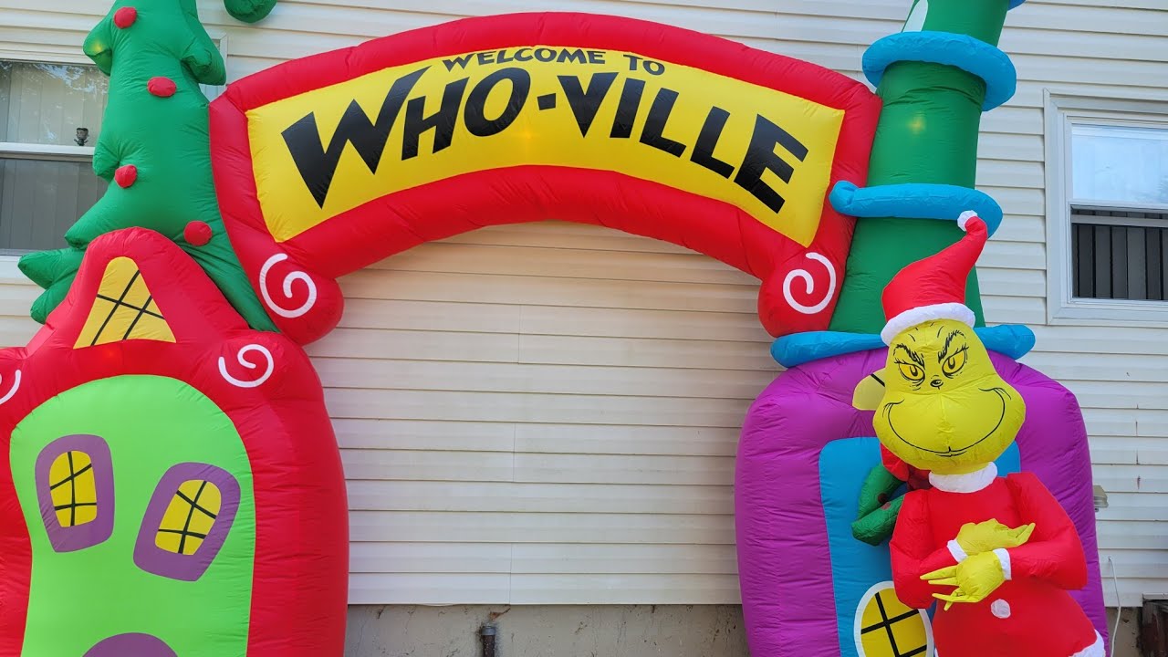 New 2022 12ft Who-Ville Grinch Archway Gemmy Christmas Airblown Inflatable Review