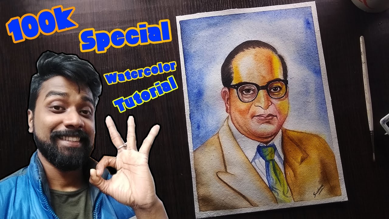 How to draw Dr B R Ambedkar | Watercolor Drawing Tutorial
