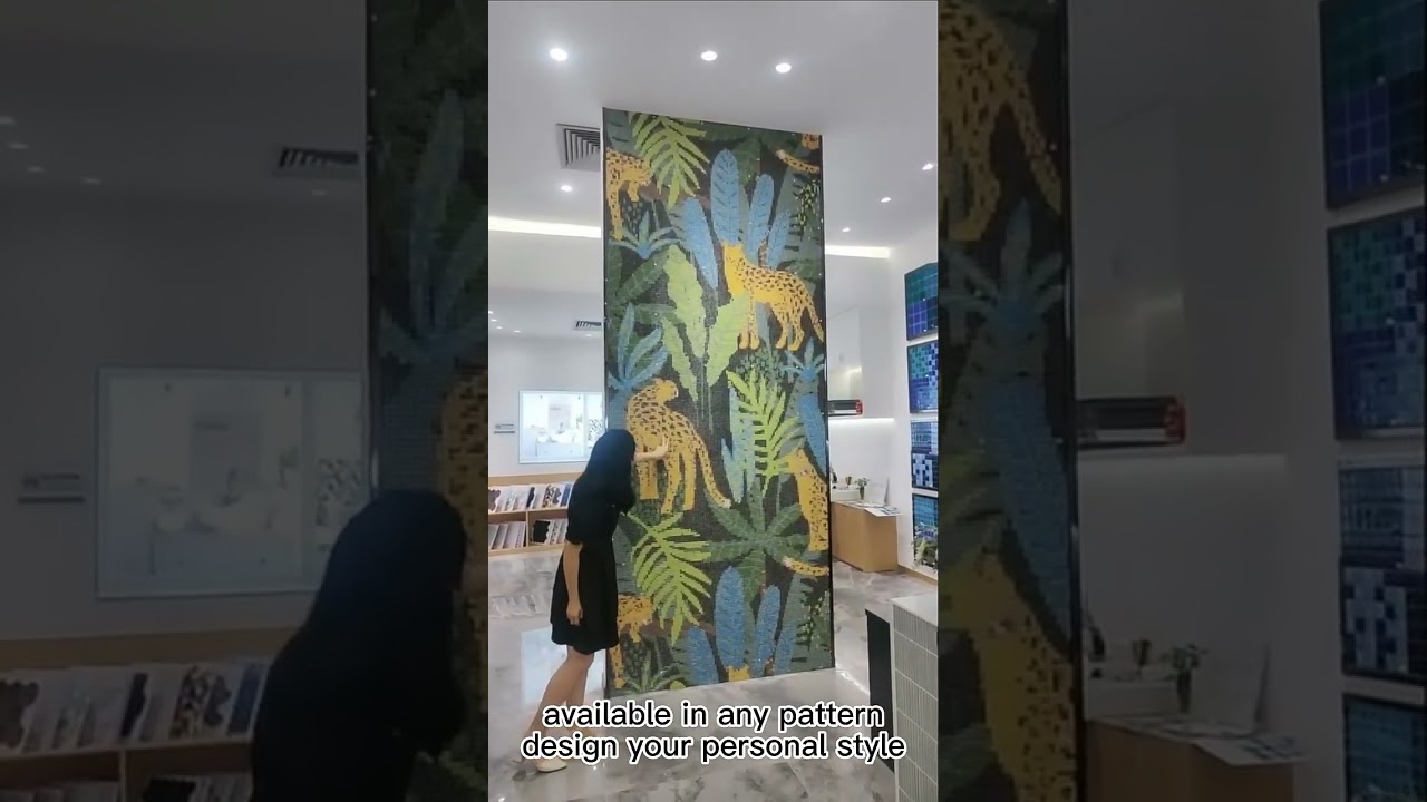 Custom hand-decorated 3D artwork, pool mosaic murals, and tile patterns.