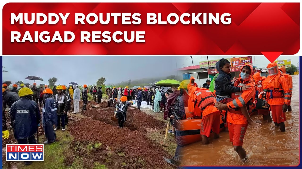 Raigad Landslide Live | Muddy Routes, Narrow Pathway Slow Down Rescue Ops| Over 100 Feared Trapped