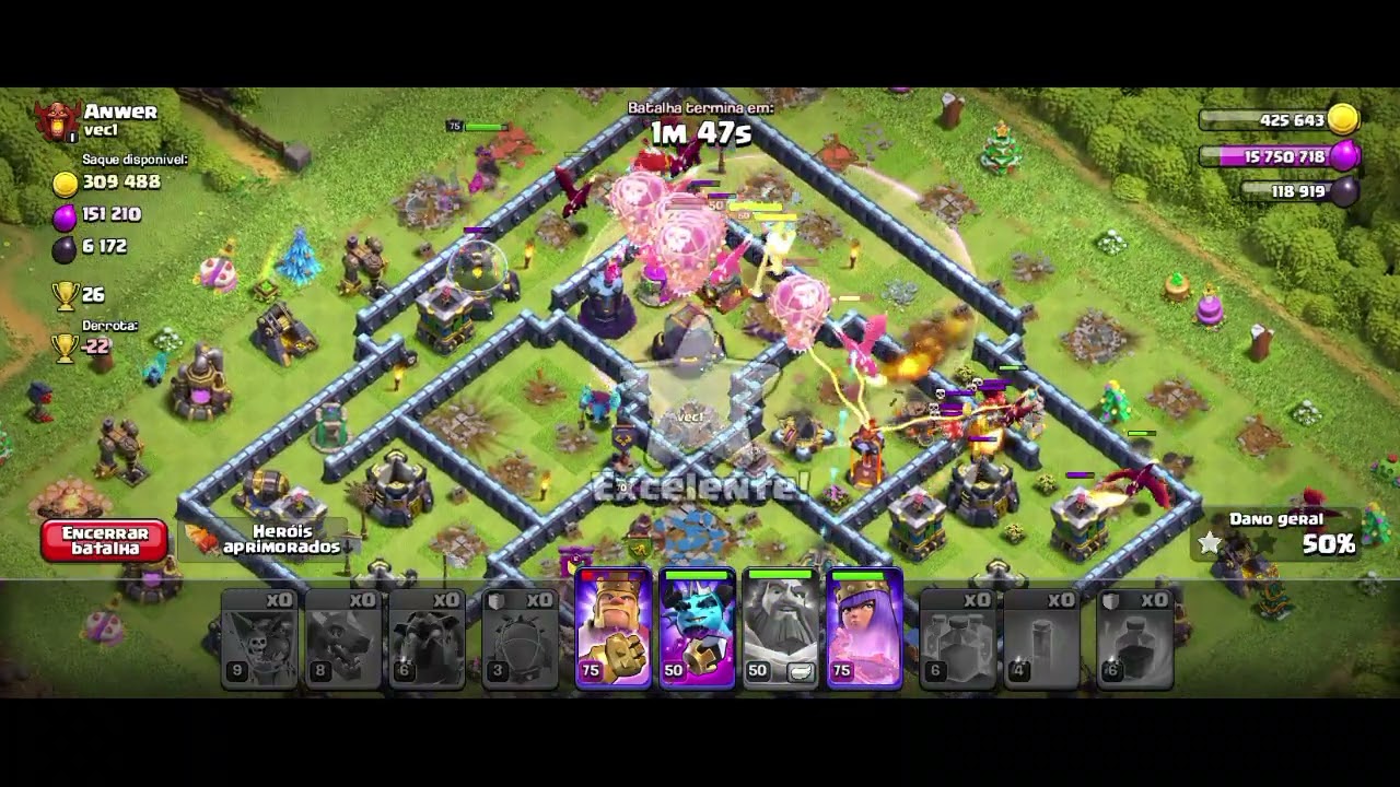 Como atacar usando blimp com superaqueira e invisibilidade, Clash of clans cv13🎯💀