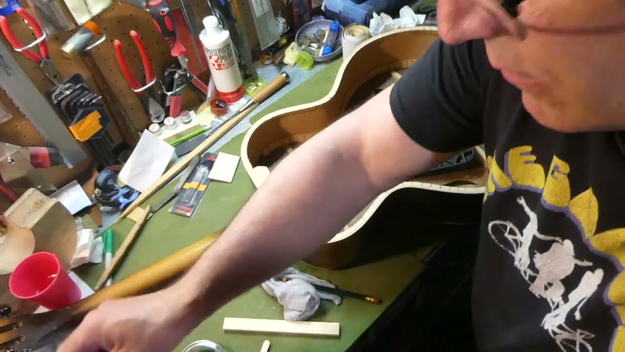 Guitar Back removal / re-glue /repair and nut making