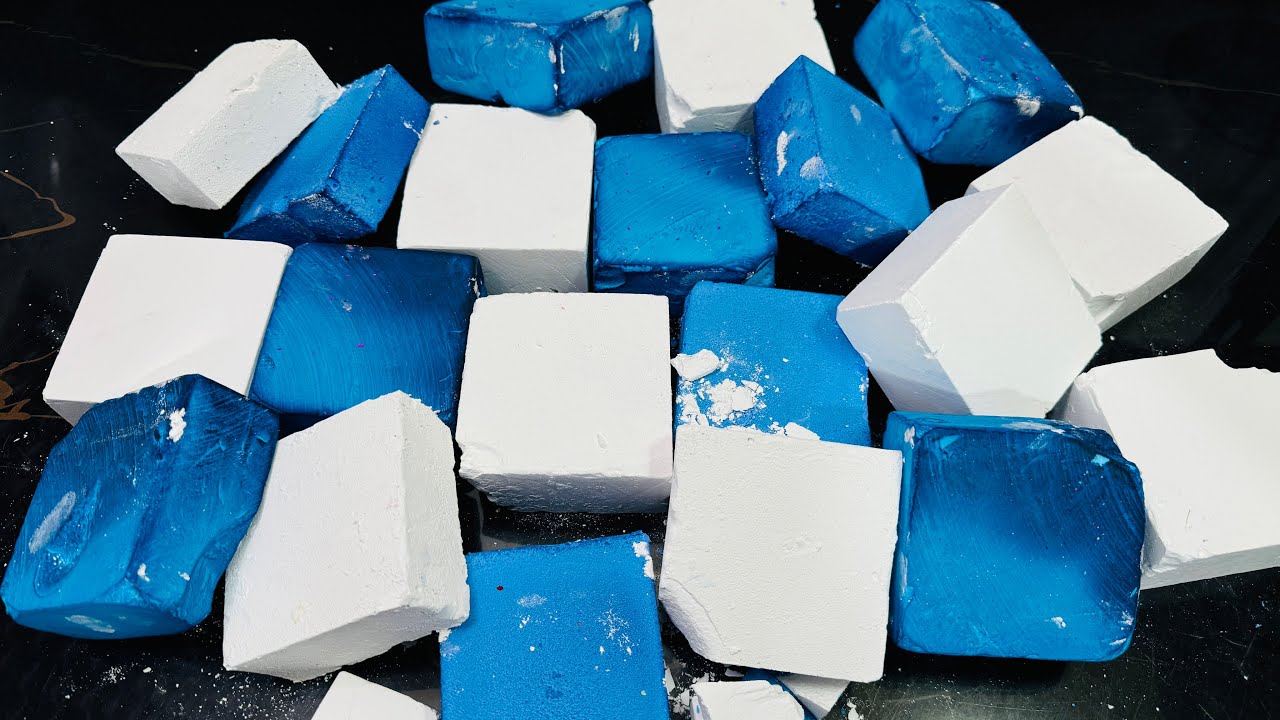 Fresh Blue Gym Chalk ASMR Crush | Satisfying Dyed Chalk ASMR Crush 