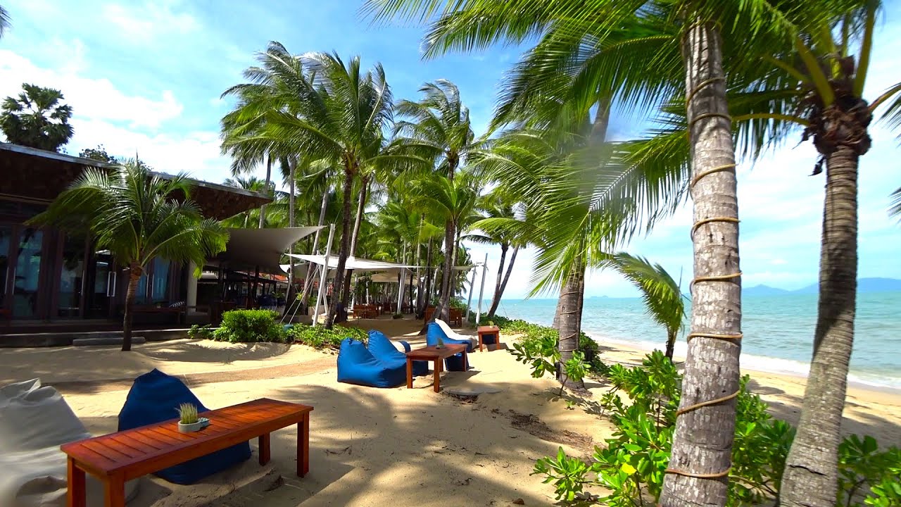 Koh Samui 2020 from Maenam soi 3 to SANTIBURI Hotel - Virtual walking tour Beach side