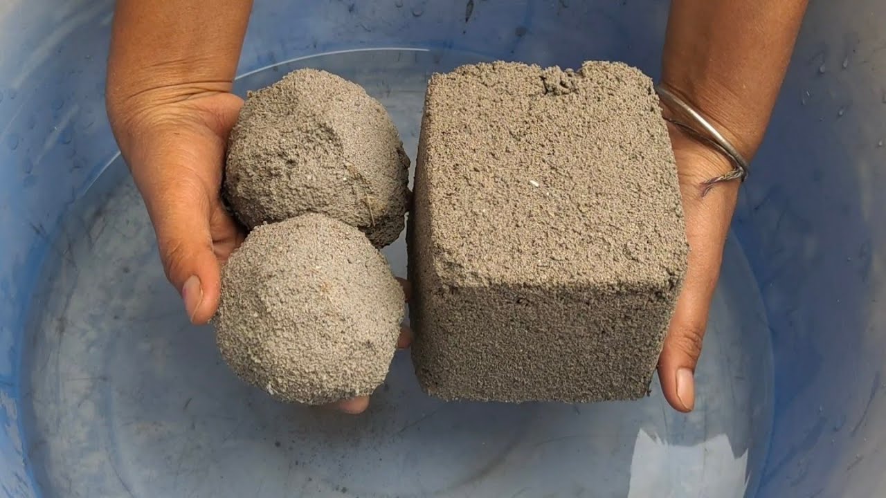 Asmr - very soft dusty crispy sound sand cement crumbling in water 💦