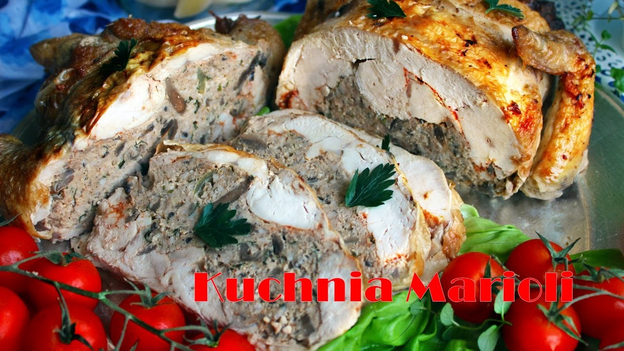 Kurczak bez kości, nadziewany mięsem i pieczarkami