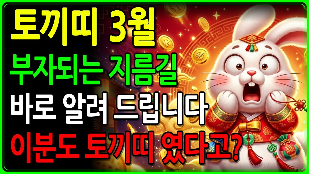 토끼띠 3월 운세 이사람도 토끼띠 였다고? 부자 되는 지름길 알려 드려요