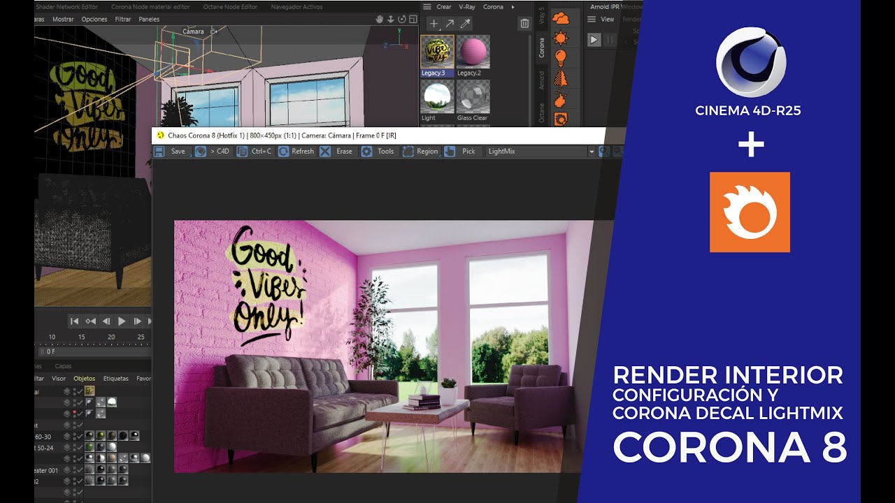 RENDER INTERIOR - INDOOR /  CORONA RENDER - CINEMA 4D TUTORIAL