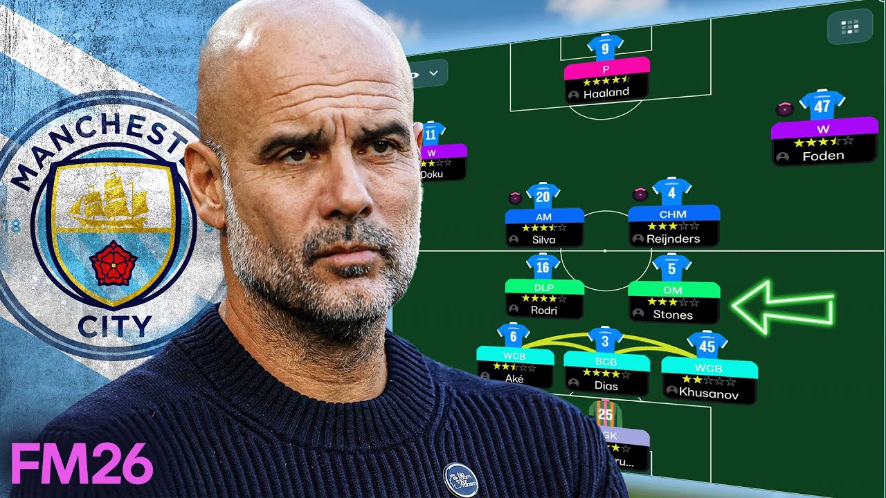 Тактика 3-2-5 Пепа Гвардиолы, приносящая победу в матче FM26