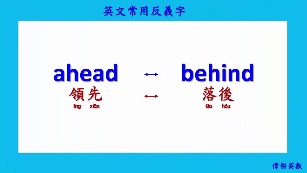 英文常用反義字 01 (Common Antonyms in English.)