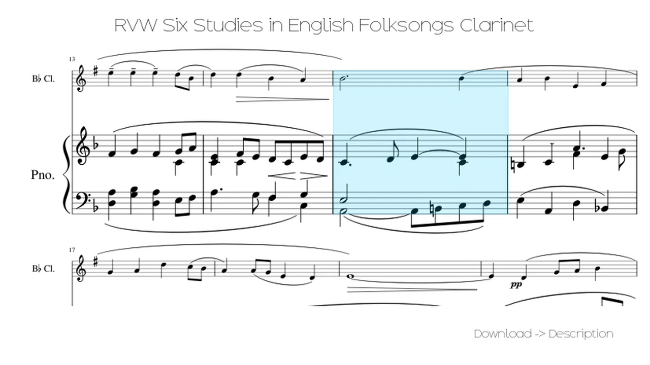 🎶 RVW Six Studies In English Folksongs Clarinet 🎸🎸