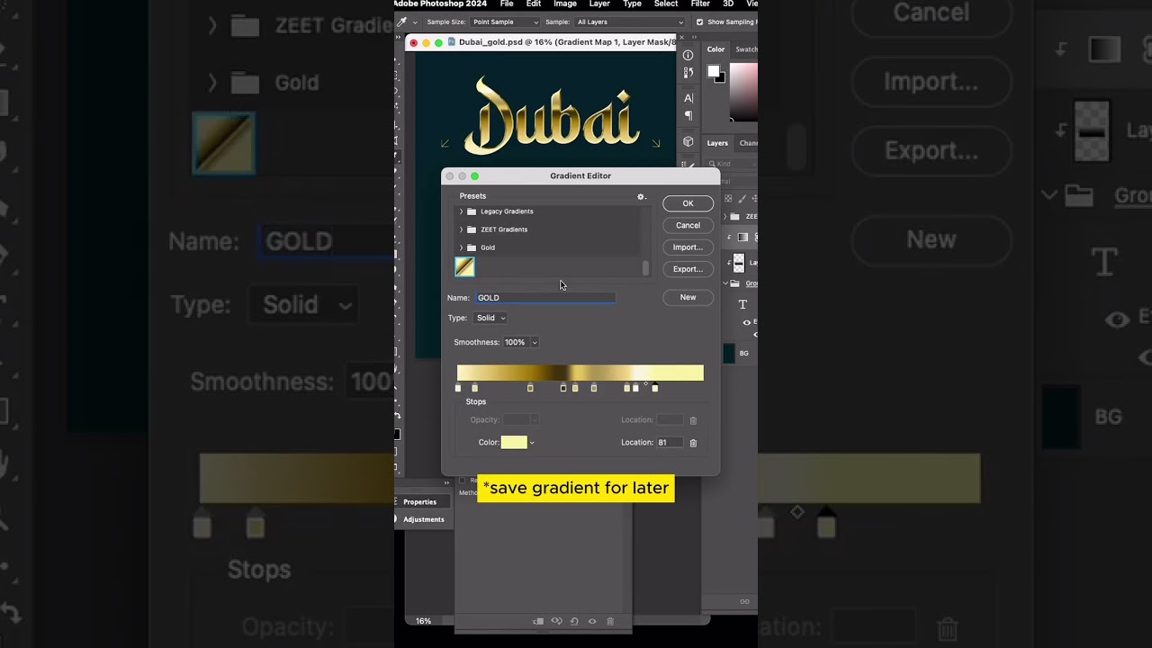 Gold text effect in Photoshop | gradient effect | Photoshop #photoshop #photoshoptutorial #texteffec