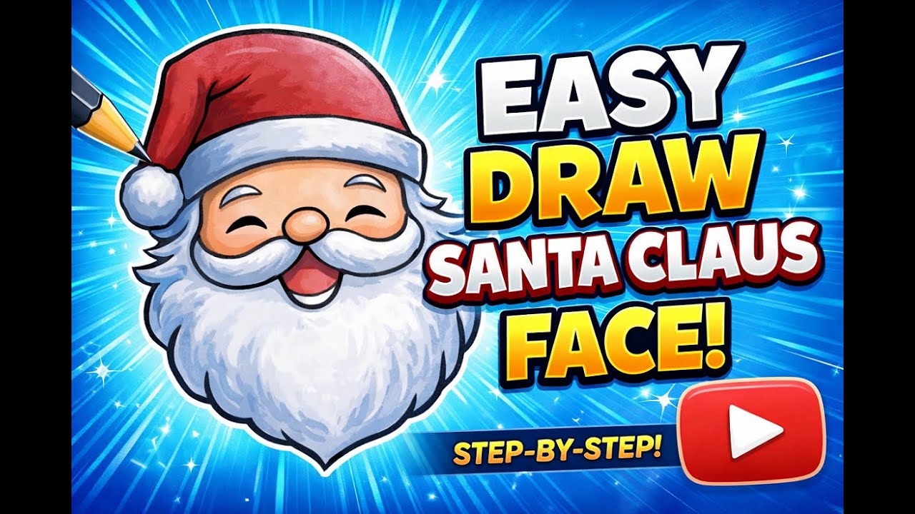 LEARN How To #DRAW SANTA CLAUS FACE EASY IN 5 MINUTES