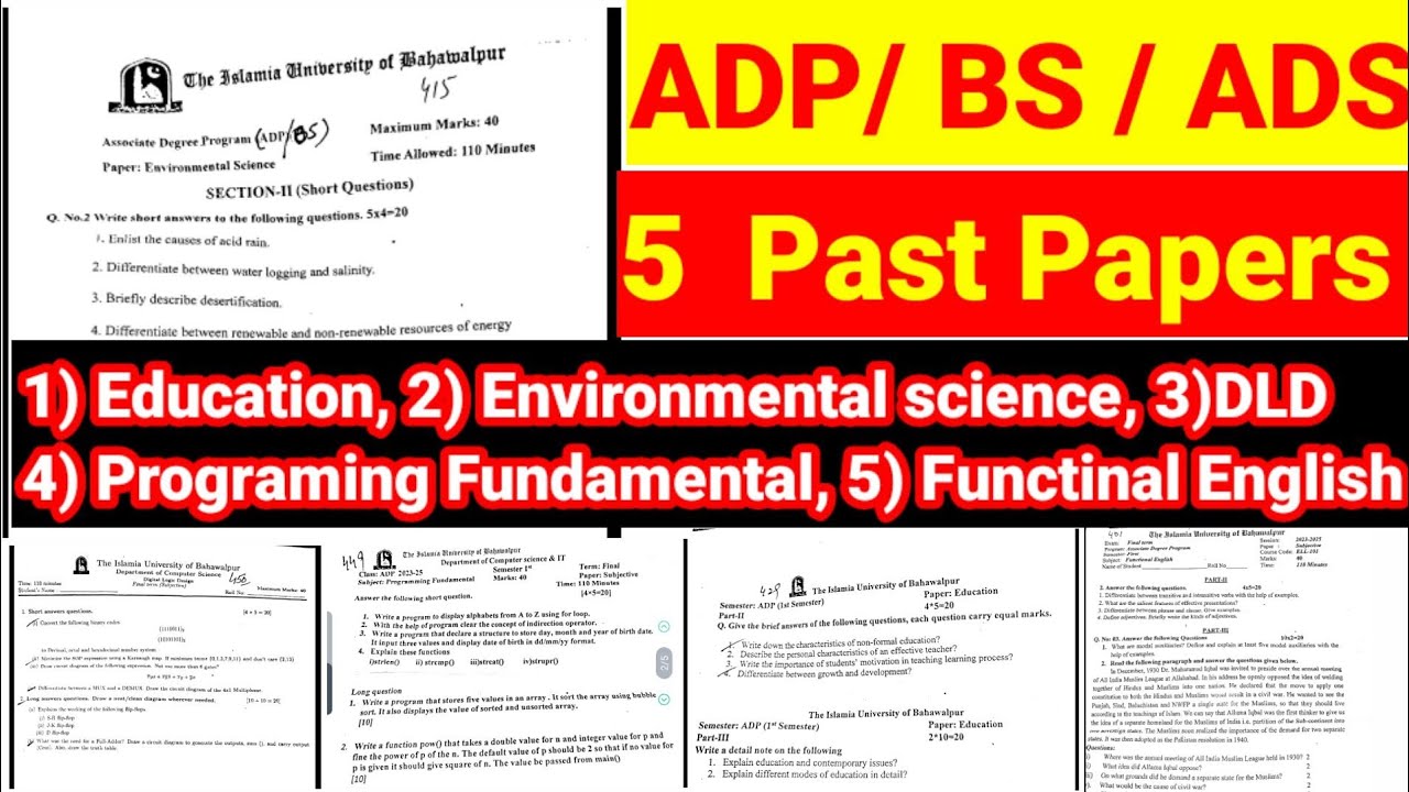 ADP, BS & ADS | Programming Fundamentals, DLD, Education, Environmental Science , Functional English