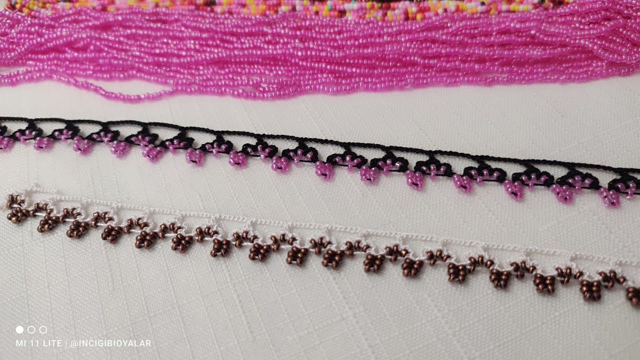 modeli bir teyzenin örtüsünden aldım 🙂yazmadan ayrı kum boncuk oyası (@İnci Gibi Oyalar 126.oya)