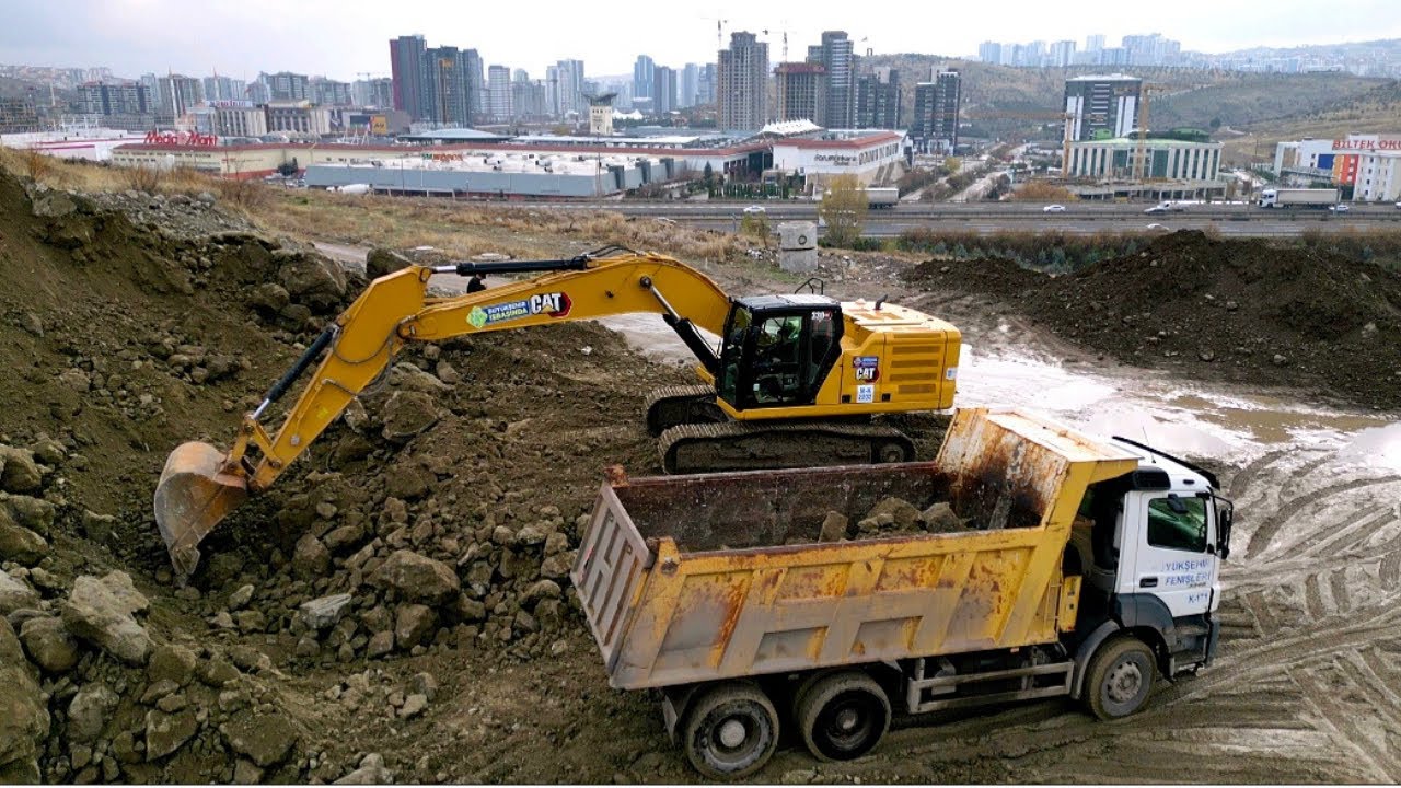 Cat 330 GC excavator is works in the field