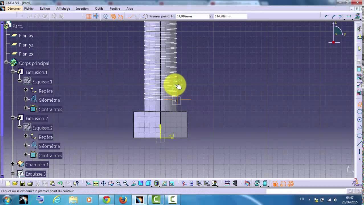 tutorial CATIA V5 How to create threaded hex  FILETAGE