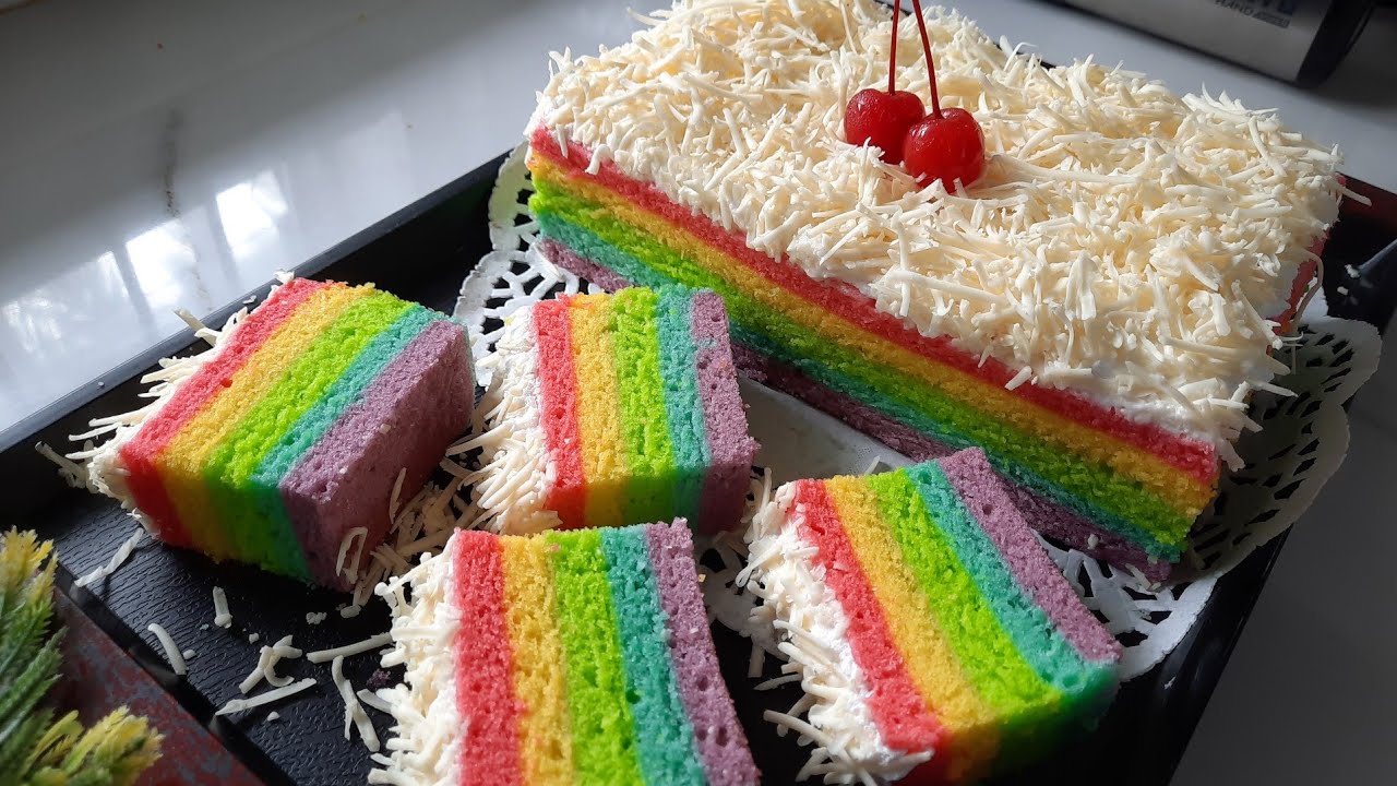 Resep RAINBOW CAKE KUKUS SUPER LEMBUT DAN ENAK