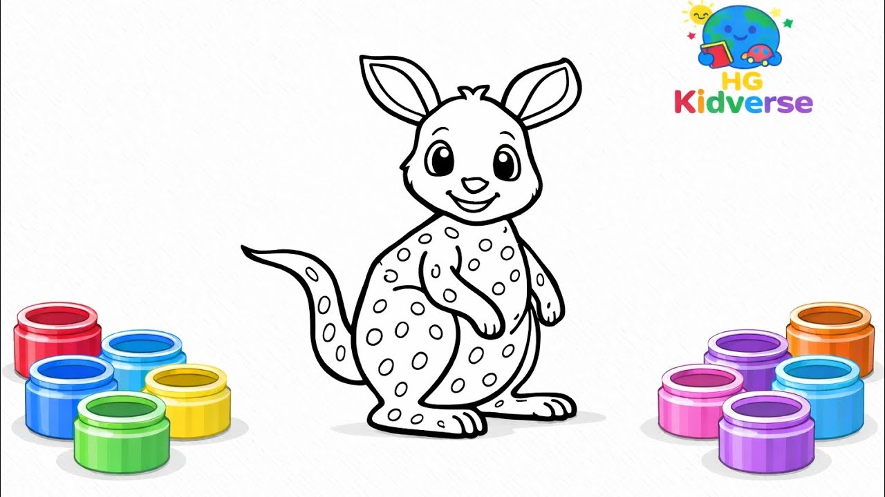 Cute Kangaroo Coloring 🦘 Learn Colors for Kids | Easy Drawing & Coloring | HG Kidverse