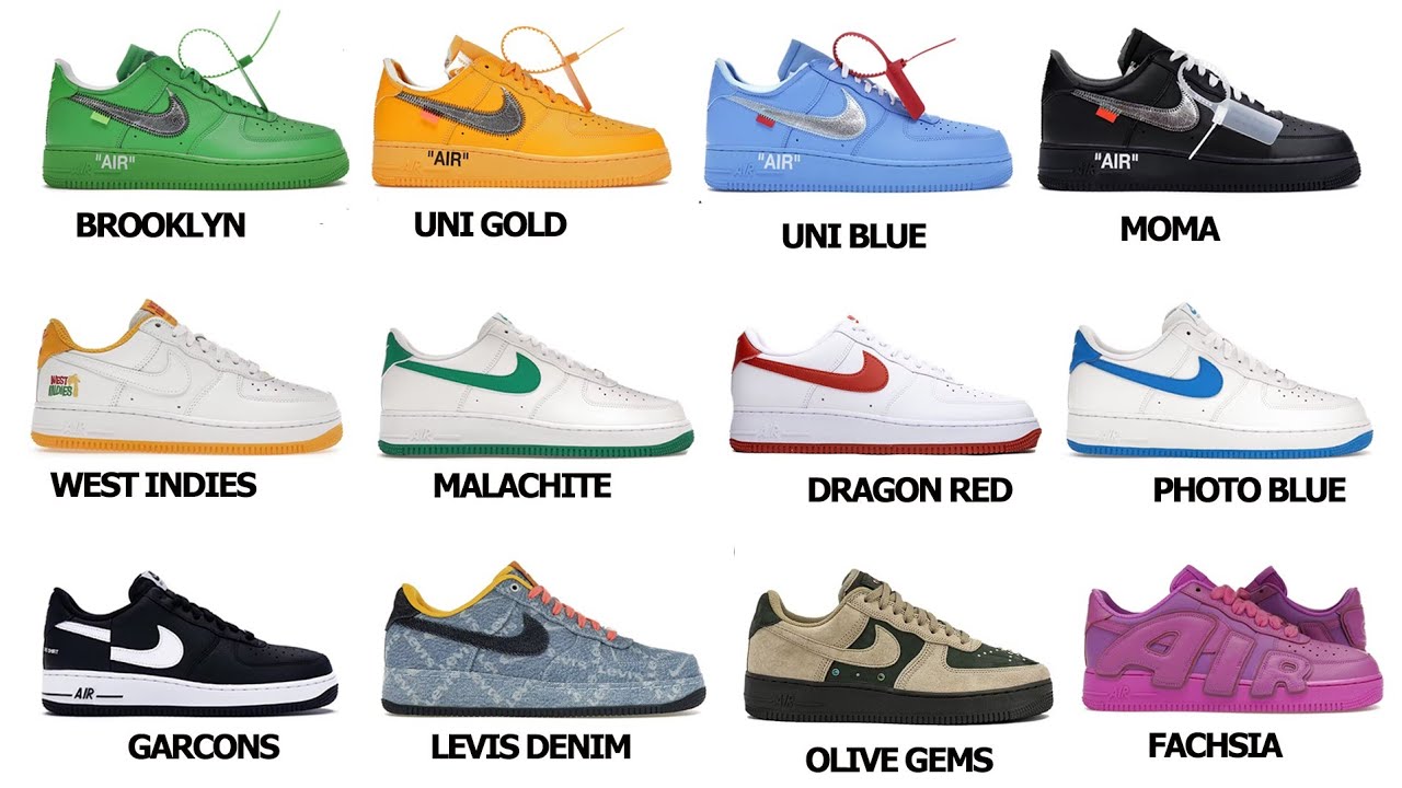 Every Nike Air Force 1- Visual Guide With Colorway Names