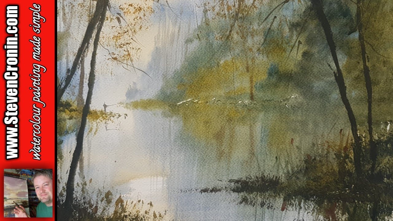 How To Paint a Simple River Scene with Reflections in Watercolour