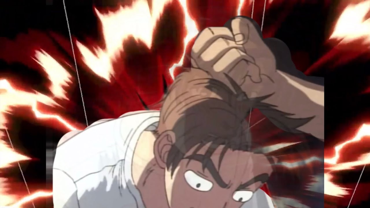 Bunta hits Takumi with a devious spike [Initial D]