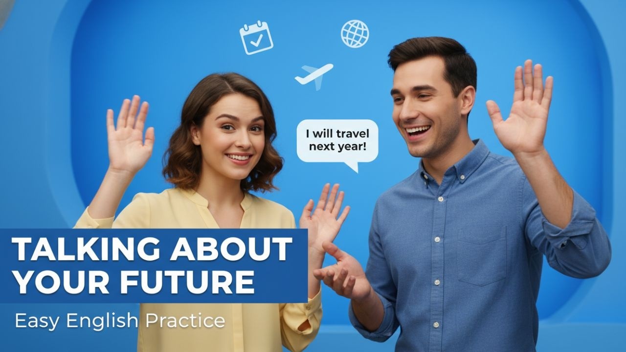 Learn simple phrases to talk about your future and practice easy English listening for beginners.