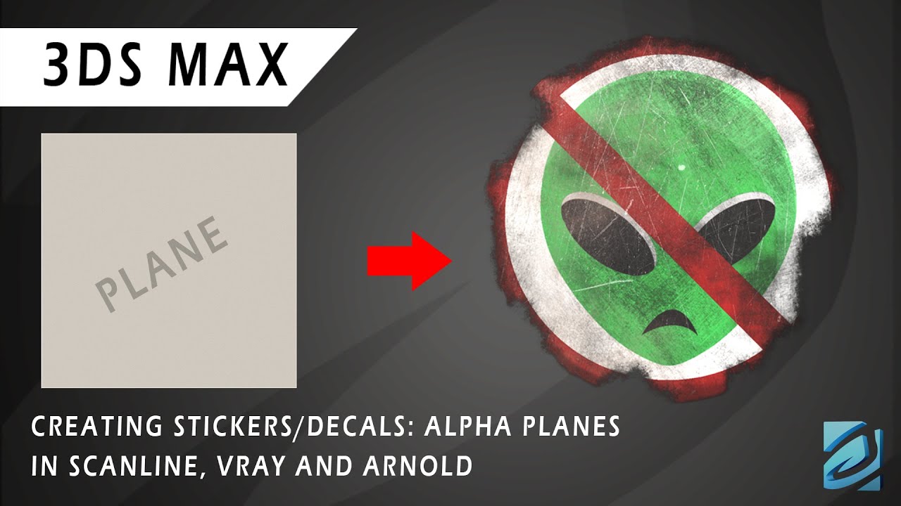 3DS Max Tutorial - Alpha Planes (Stickers/Decals) in Scanline, Vray and Arnold