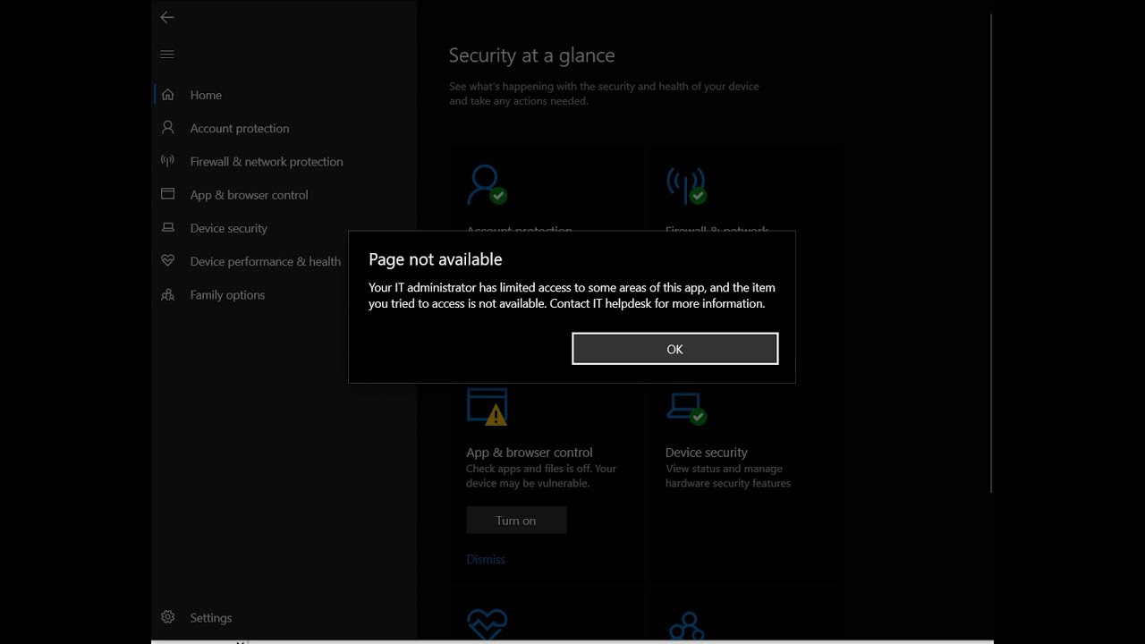 Fixing Your IT Administrator Has Limited Access When Virus Threat Protection Disappear(Solved) 20sec