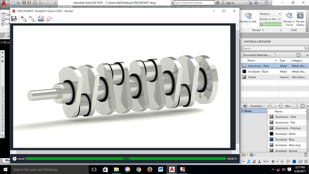 AutoCAD 3D Modeling – Crank Shaft Tutorial – 4 Stroke Engine - Part 2
