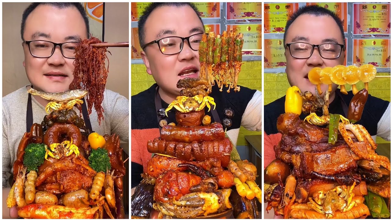 Mukbang#66 :Eat belly pork, 😋😋 Fried skewers. Noodles 🍜🍜#belly #mukbang #yummyfood