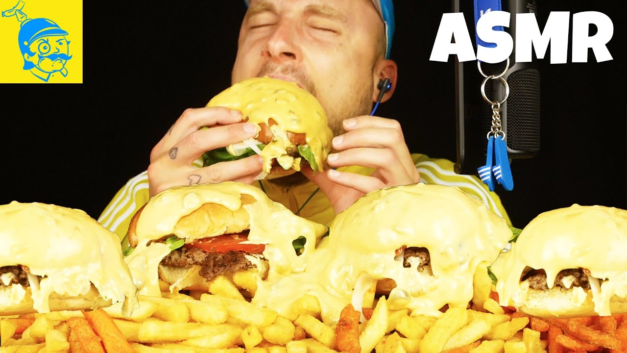 Burger Mukbang (EXTREME CHEESY) 🍔🧀 ASMR Eating!