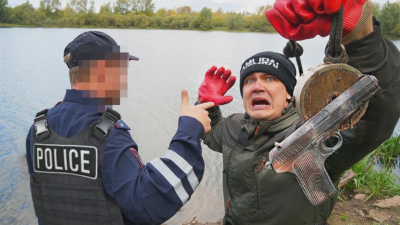 Habe eine Maschinenpistole beim Magnetangeln aus dem Wasser gezogen! Polizei musste kommen!