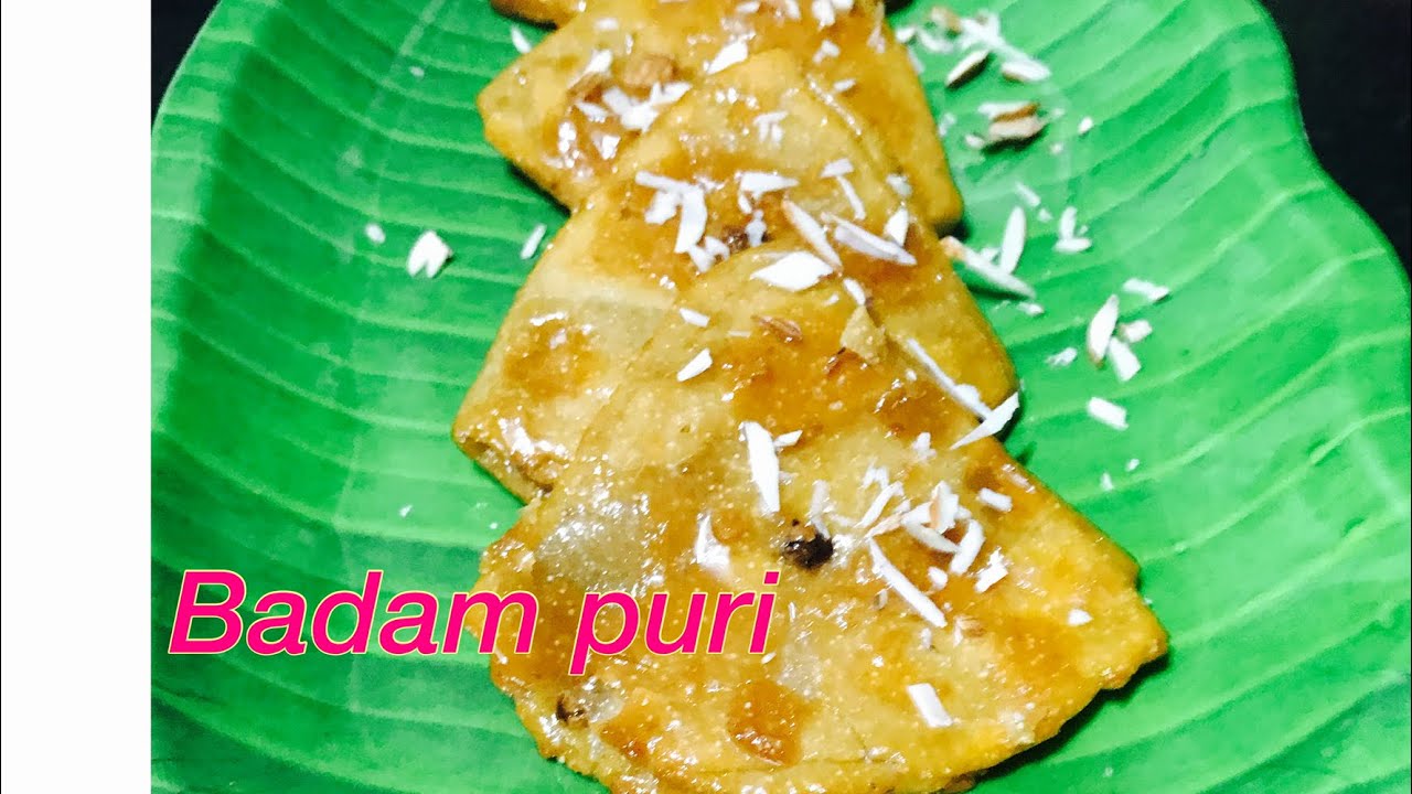 Badam poori with wheat flour & jaggery syrup!!