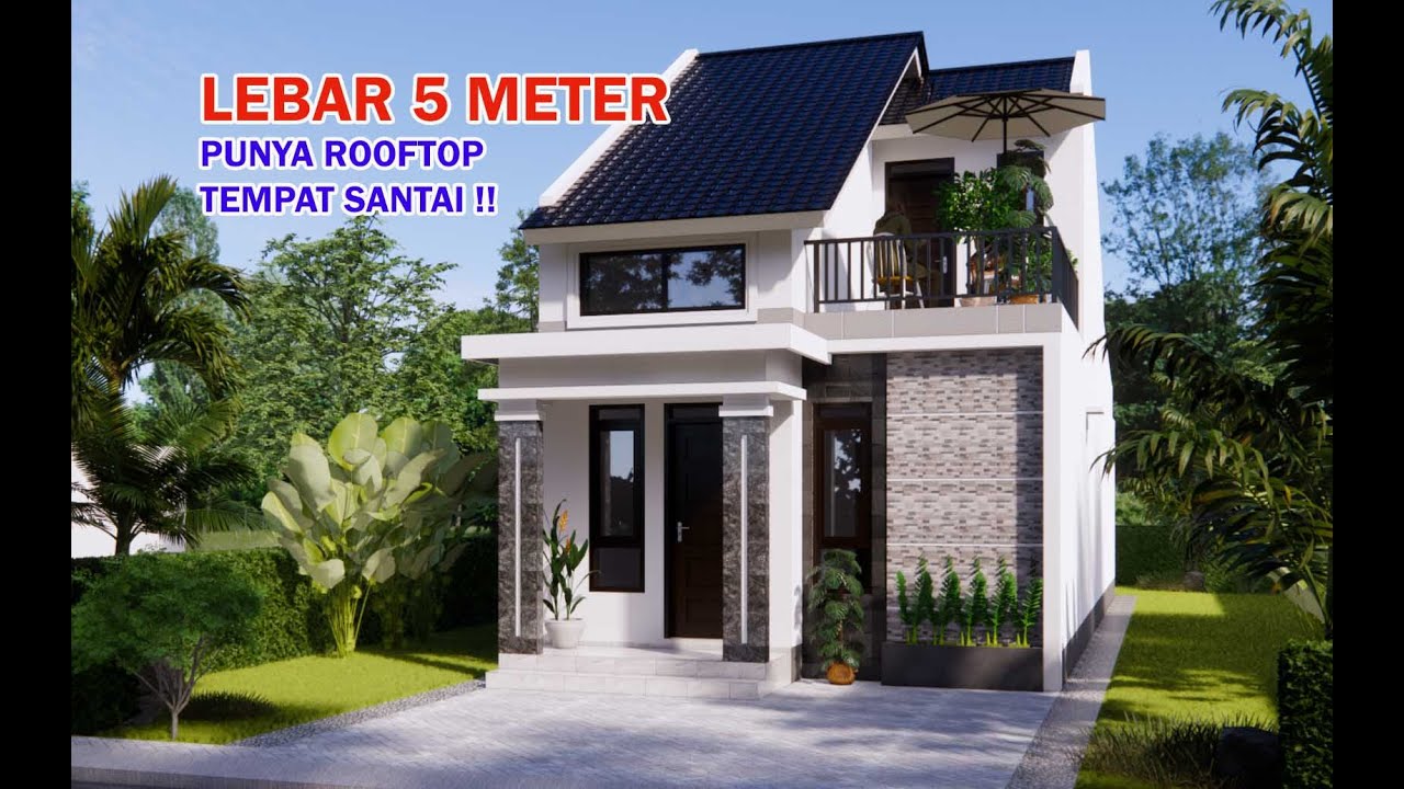 RUMAH LEBAR 5 METER ADA BALKON ROOFTOP..