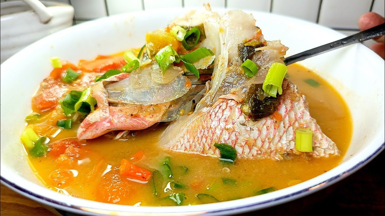 SOP KEPALA IKAN KAKAP MERAH. PEDAS SEGAR TANPA SANTAN