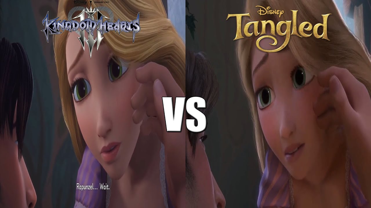 Rapunzel (Tangled) VS Kingdom Hearts 3 COMPARISON | HAIR CUTTING SCENE -Original Movie VS Game Movie