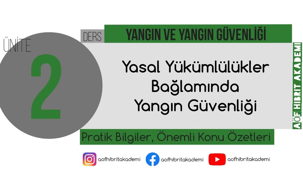 AÖF - Yangın ve Yangın Güvenliği Dersi 2. Ünite - Acil Durum ve Afet Yönetimi Bölümü