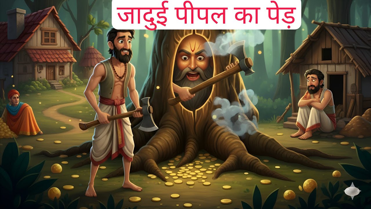  जादुई पीपल का पेड़ 🌲लालची लकड़हारे की कहानी 📌