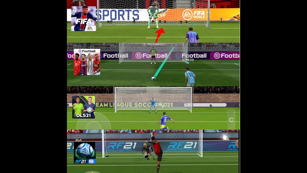 FIFA Mobile 21 VS eFootball PES 2021 VS DLS21 VS RF2021- Penalty Shootout Comparison